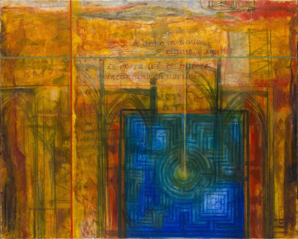 R.Oramus, Ślady III, 2022-2024; akryl, olej, wosk/ płótno